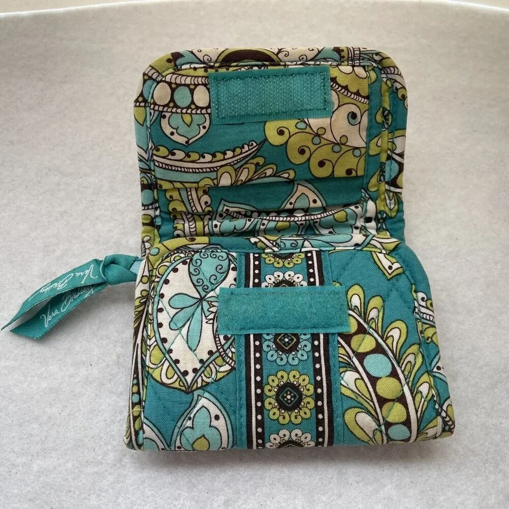 Vera Bradley Mini Trifold Wallet Peacock Turquoise Paisley Retired Pattern